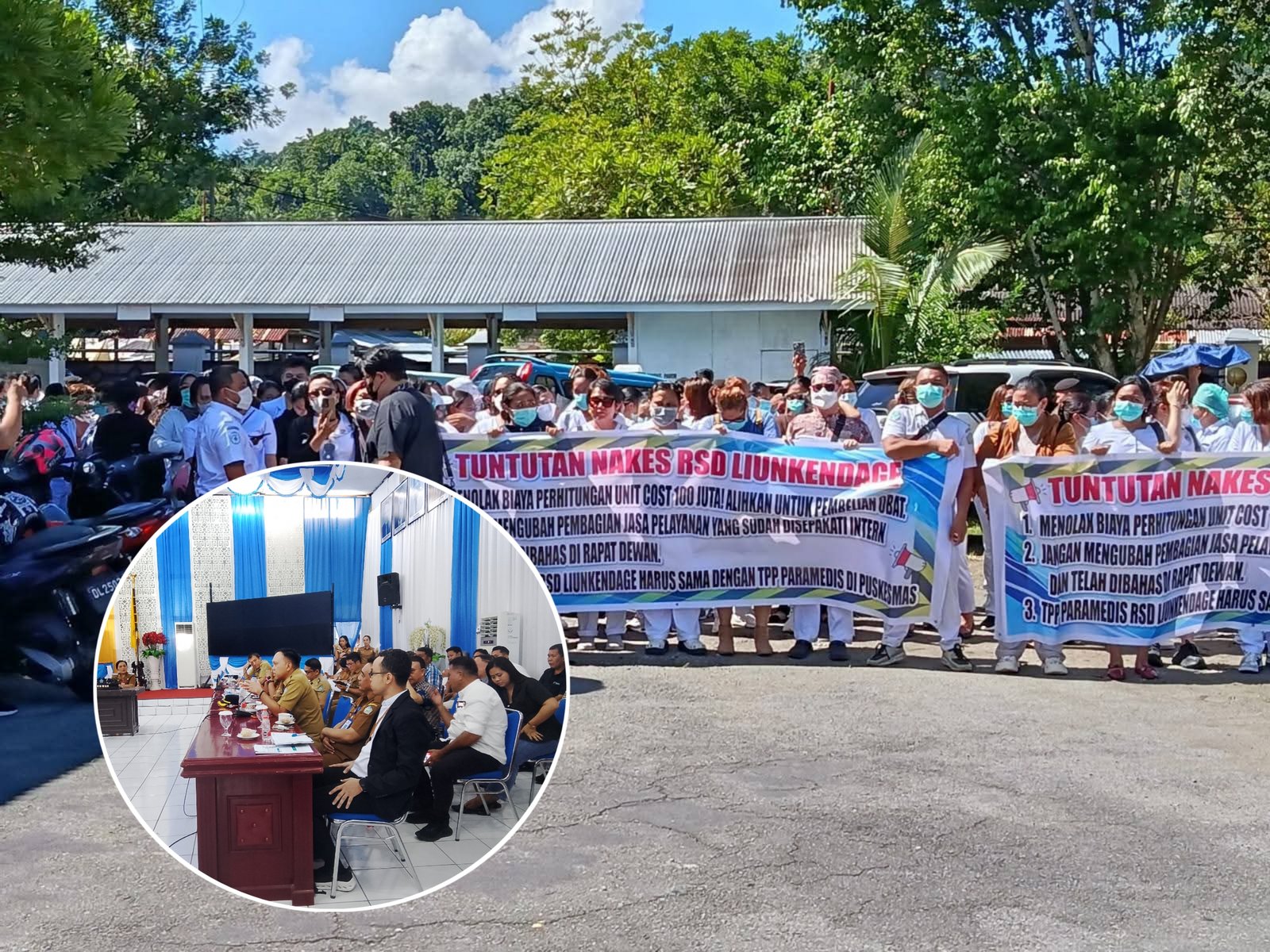 Aksi Damai Nakes dan Medis di Gedung DPRD Sangihe (Foto.ist)