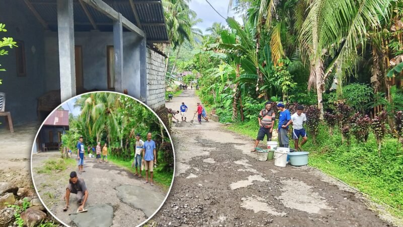 Masyarakat Kampung Utaurano Gotong Royong Cor Jalan Rusak, Kapitalaung: Jangan Tunggu, Kita Bergerak!