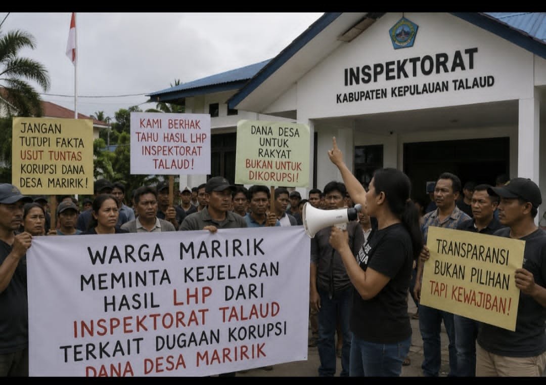 Ilustrasi warga meminta transparansi kepada pihak Inspektorat. (Foto: AI)