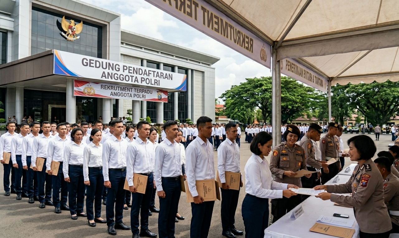 Ilustrasi penerimaan anggota Polri. (Foto: Gemini Ai)