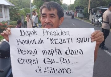 Warga Tagulandang Gelar Aksi Damai Dukung Kejati Tangkap Koruptor Dana Bencana Gunung Ruang