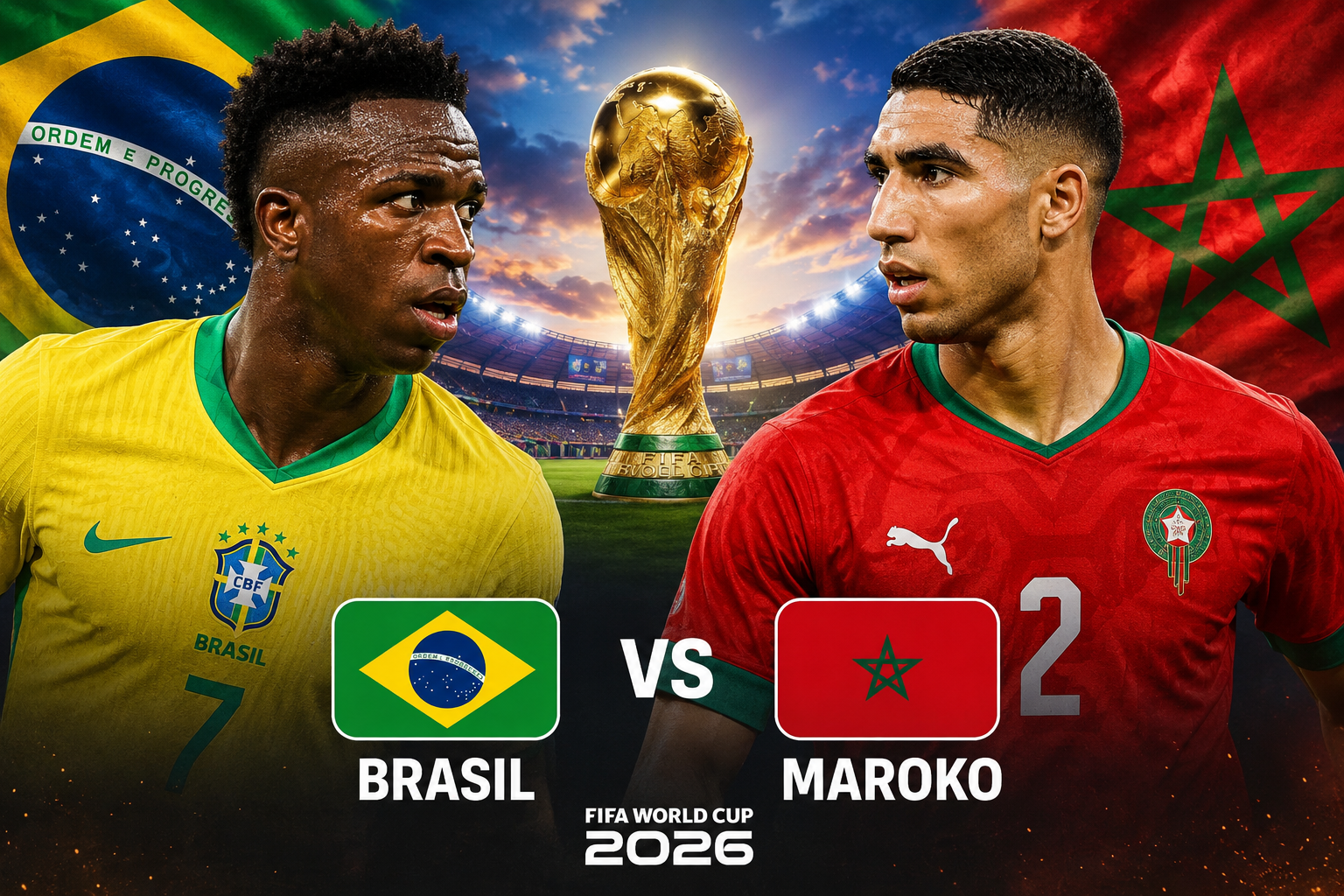 Prediksi Brasil vs Maroko laga perdana Grup C Piala dunia 2026. (Foto: Ist)