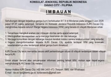 KJRI Davao City Imbau WNI Tingkatkan Kewaspadaan Pasca Gempa M 7,8 di Mindanao