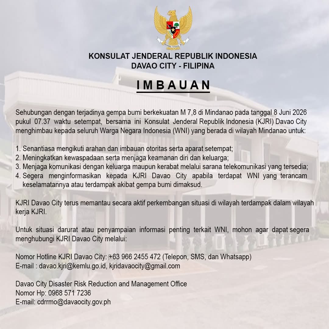 Imbauan KJRI Davao. (Foto: Ist )