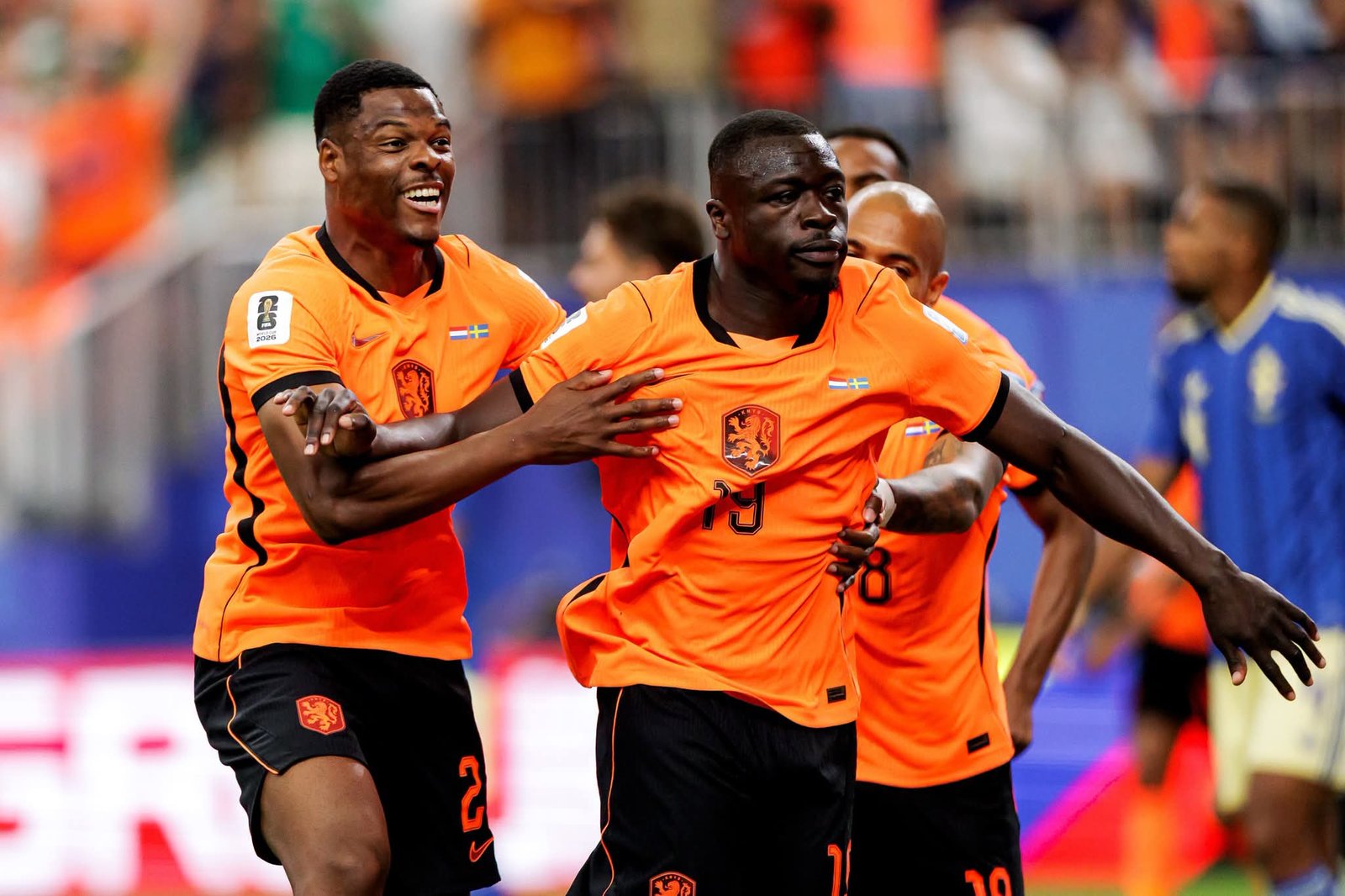 Selebrasi Brian Brobbey usai membobol gawang Swedia. (Foto: Facebook OnsOranje)