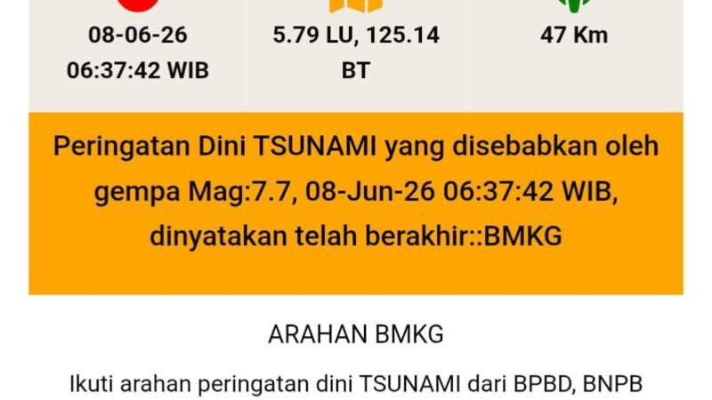BMKG Cabut Peringatan Dini Tsunami Pasca Gempa M 7,7 di Sulawesi Utara, Warga Diminta Tetap Waspada