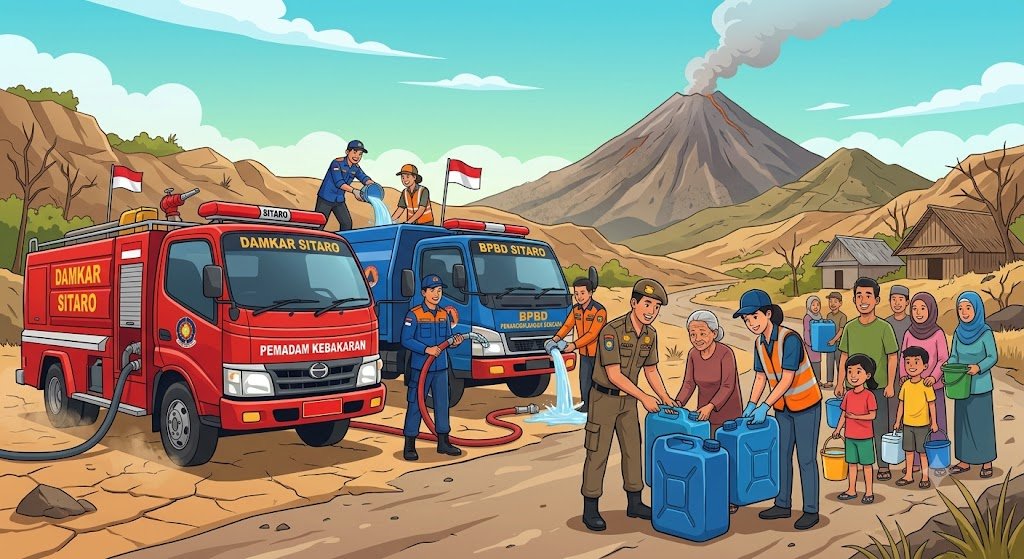 Ilustrasi suplai kebutuhan air bersih di Pulau Siau mengantisipasi kemarau panjang. (gambar: AI/selusurnews)