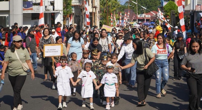 Semarak peringatan Hari Anak Nasional di Kabupaten Kepulauan Sitaro. (foto: Kominfo Sitaro)